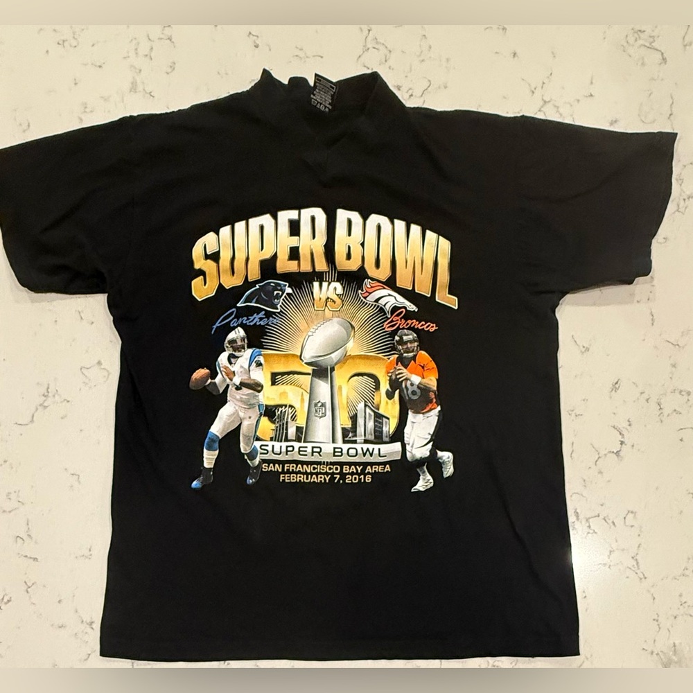 Super Bowl 50 Panthers vs Broncos February 7, 2016‎ V Neck T Shirt 2XL